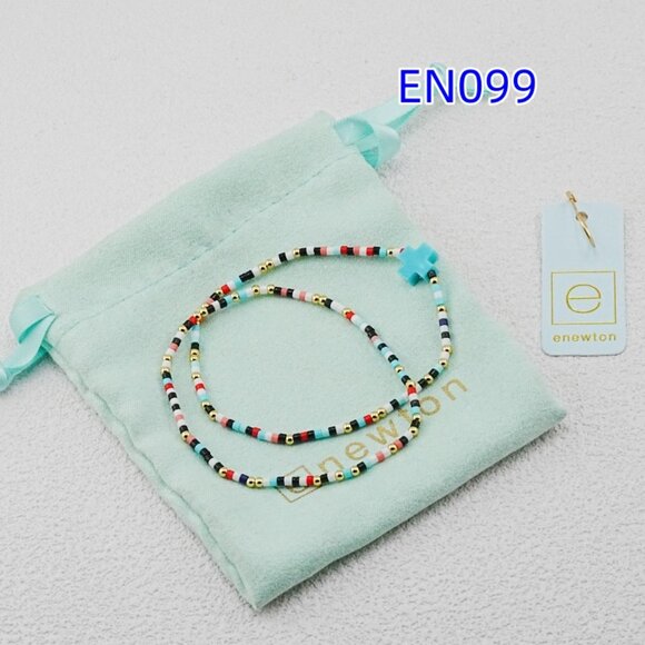 Enewton Colorful Glass Tube Bead Blue Cross Bracelet - Picture 2 of 4